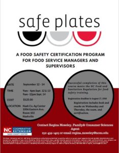Cover photo for Safe Plates Class September 12 -14