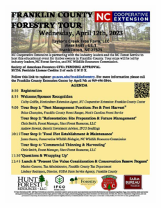 Franklin County Forestry Tour flyer with date, location registration and info.