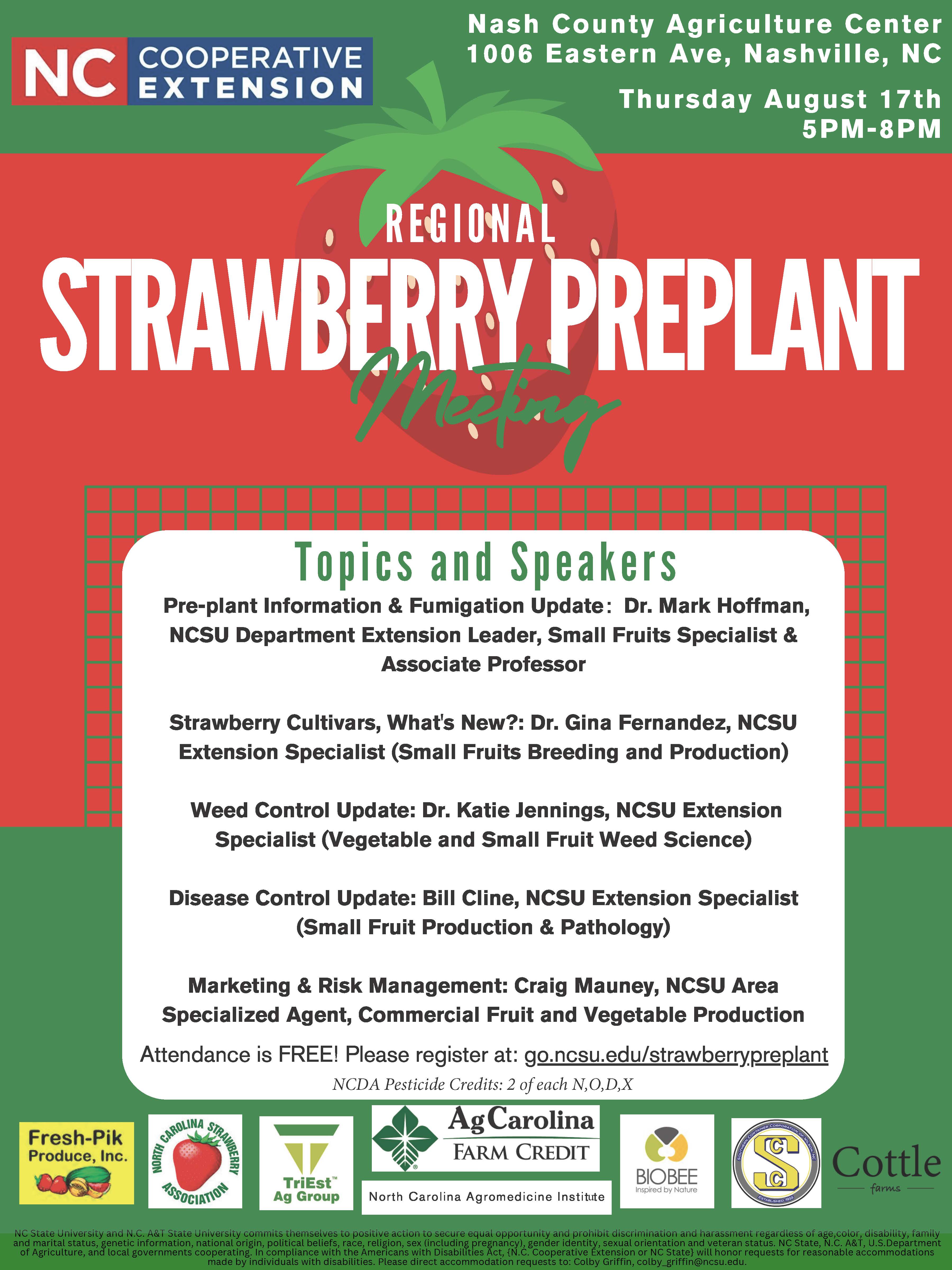 Regional Strawberry Preplant Meeting poster