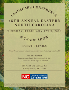 Cover photo for Save the Date! 28th Annual Eastern NC Landscape Conference & Trade Show